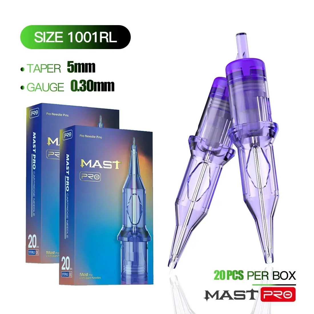 Mast Pro Disposable Box of 20pcs Sterile Tattoo Needles Cartridge for Tattoo Rotary Pen Round Liner Tattoo Supplies Makeup