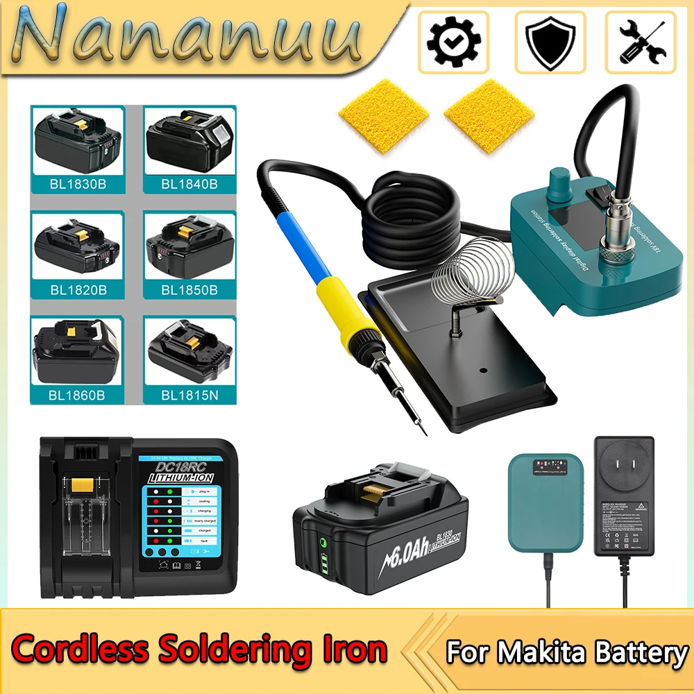 

Nananuu Cordless Soldering lron Wireless Welding Power Tool For Makita 14.4V-18V Battery BL1830 BL1840 BL1850 BL1860 Battery