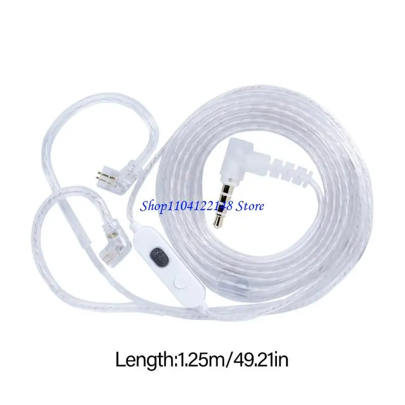 P9FA KZM2 Cable 3.5mm 2 ميكروفونات فضي مطلي بالترقية كابلات سماعة الأذن مع مفتاح ضبط EQ لـ ZSN edx zs10