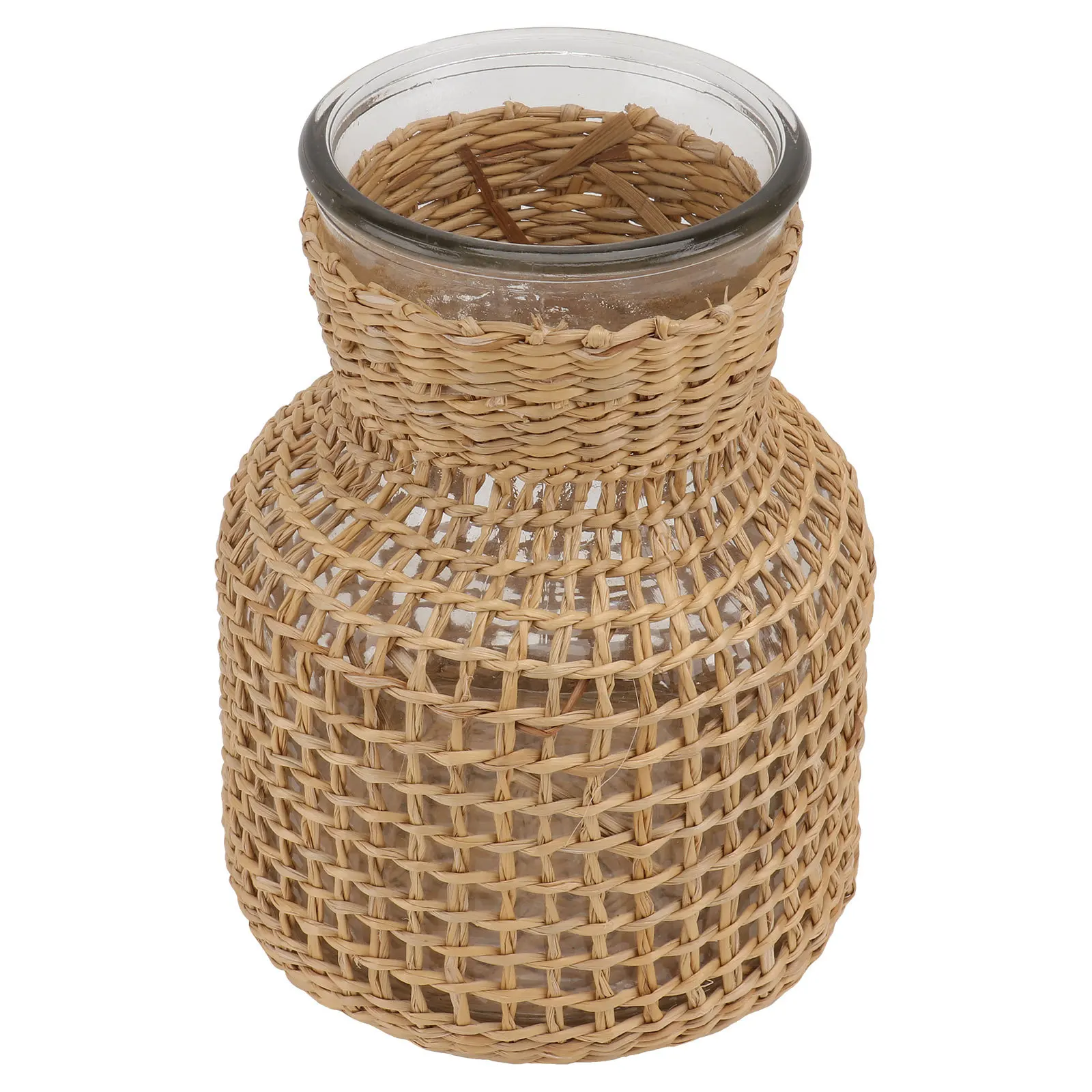 

1Pcs Khaki Grass Woven Vase Nordic Design Home Flower Arrangement Holder Natural Beauty Flower Vase Chic Desktop Decor