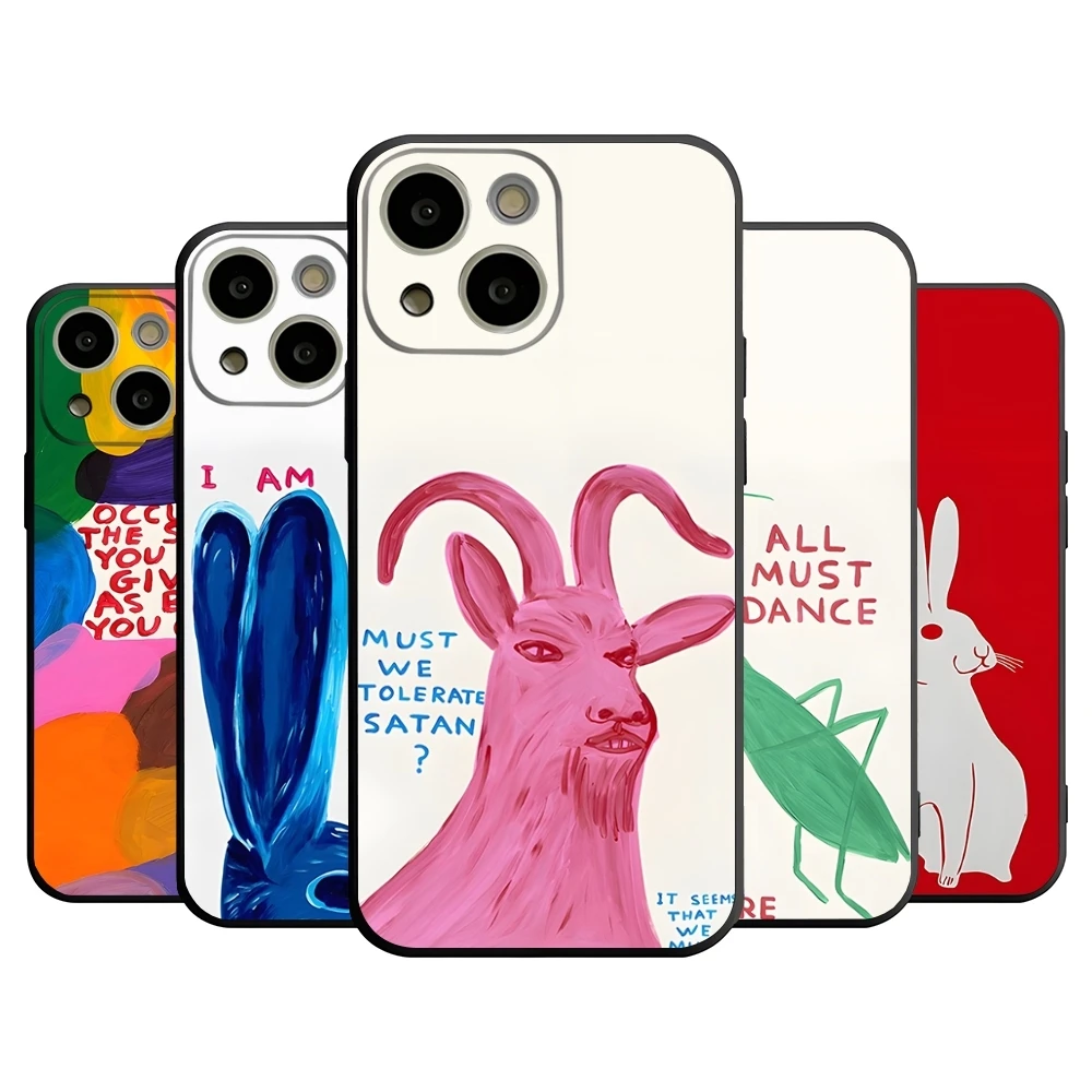 David Shrigley Color Graffiti Phone Case for 14 Pro Max for iphone 15 Po Marx 12 Mini 11 13 Pro Xr X Xs 8 7 Plus Back Cover