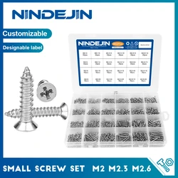 960pcs/set Cross Flat Head Micro Mini Screw Set Stainless Steel M2 M2.3 M2.6 Self Tapping Small Screw Kit for Laptop Notebook