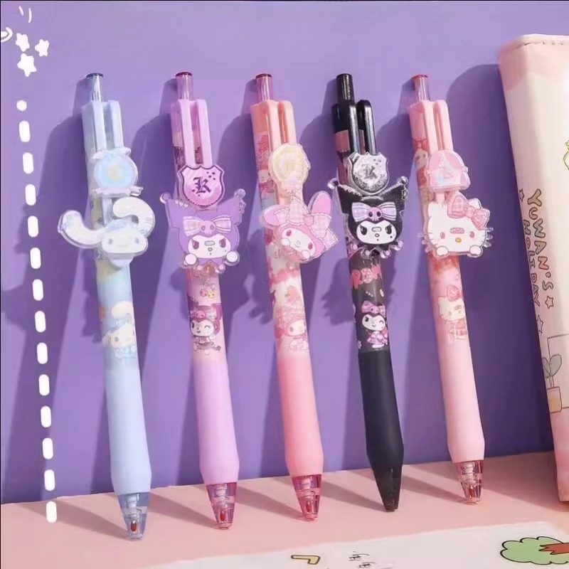 Sanrio Pen Animation Hello Kitty Kuromi Cinnamoroll My Melody Click Box Cute Cartoon Student Exam Pen Black Office Signature Pen