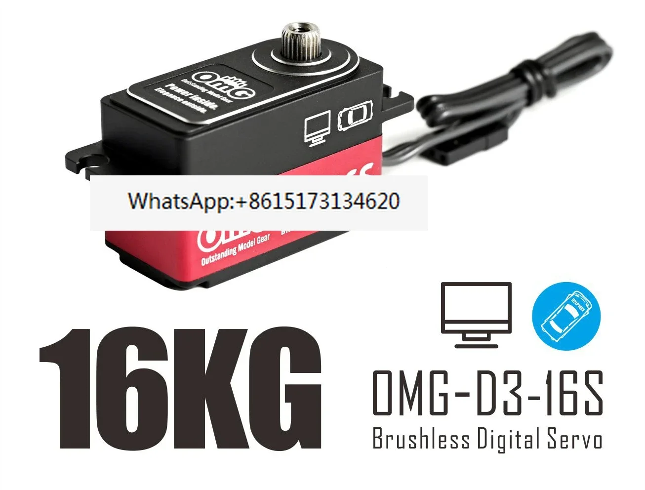 16kg Short Body Brushless Digital Steering Gear High Voltage Remote Control Racing Level Running Adjustable Parameters