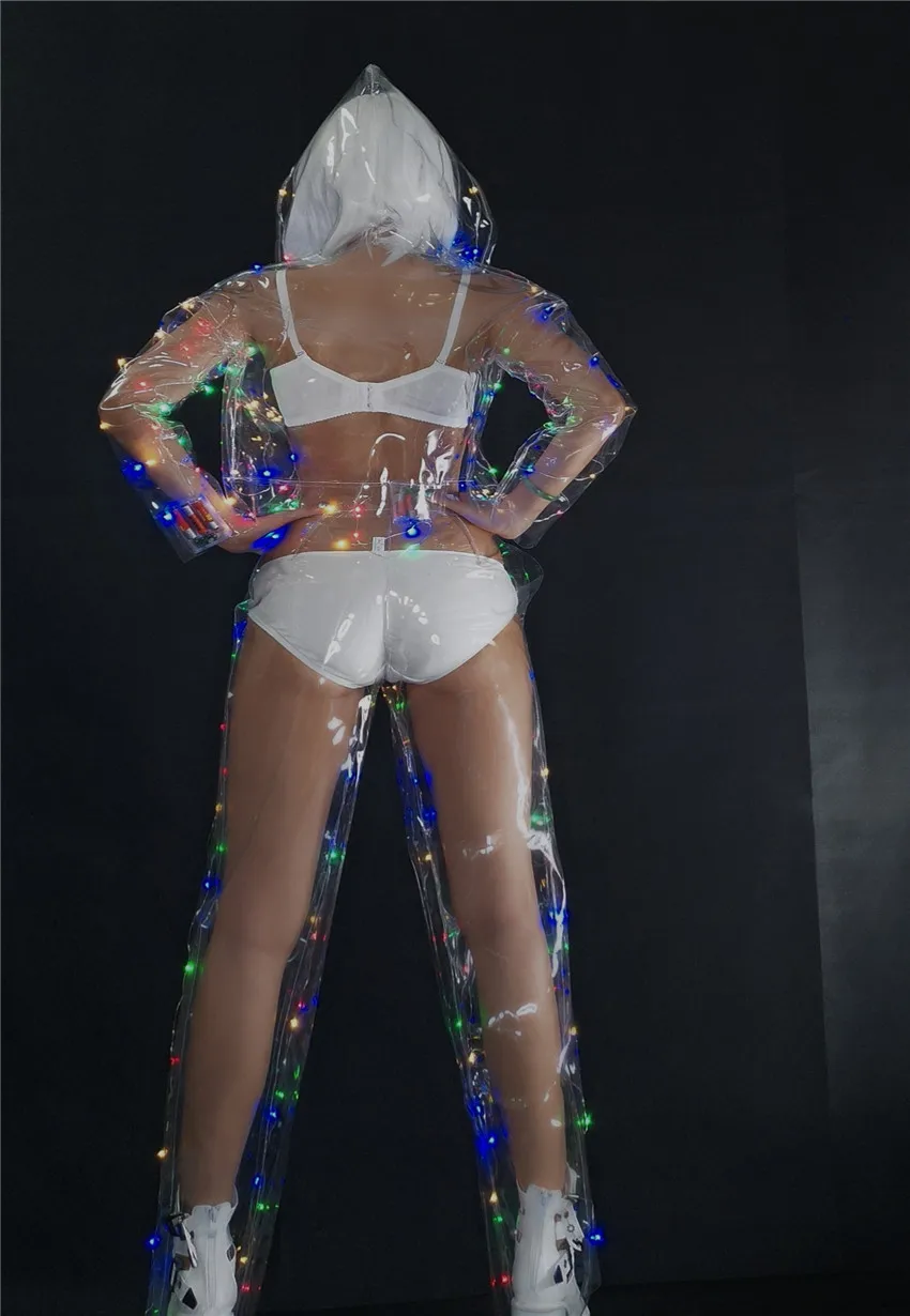 Vrouwelijke Kleur Led Verlichting Prestaties Kleding Muziek Festival Zanger Dans Team Dj Disco Dansen Kostuum Sexy Led Perspectief Pak