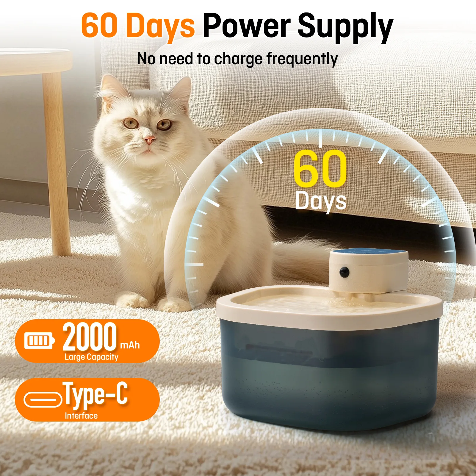 New Smart Sensor Pet Water Fountain with Auto-Circulation Filter, Automatic Cat Water Dispenser, Pet Accessory