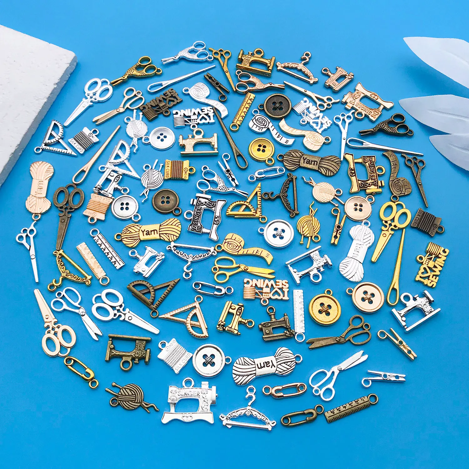 20/100pcs mixed zinc alloy sewing machine series, fashionable jewelry necklace making DIY craft Halloween Christmas accessories