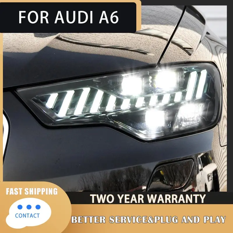 

Car Lights for Audi A6 LED Head lights 2012-2015 A6 Headlights with LED Projector Lens DRL Dynamic Turning Upgrade Headlight