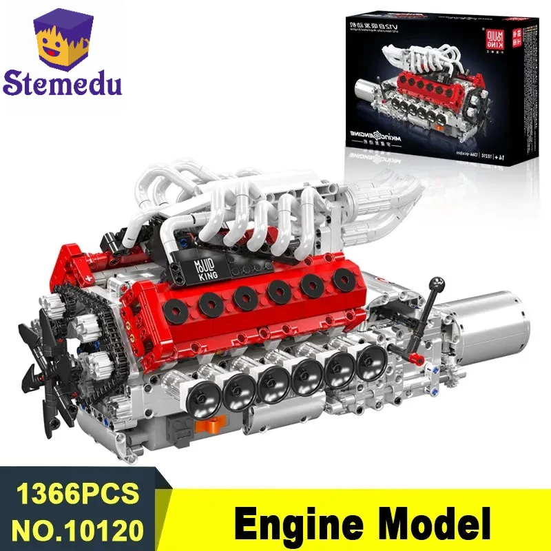 

Mould King MOC 10210 V12 Engine Model Building Kit Educational STEM Toy with Working Pistons for Kids Adults
