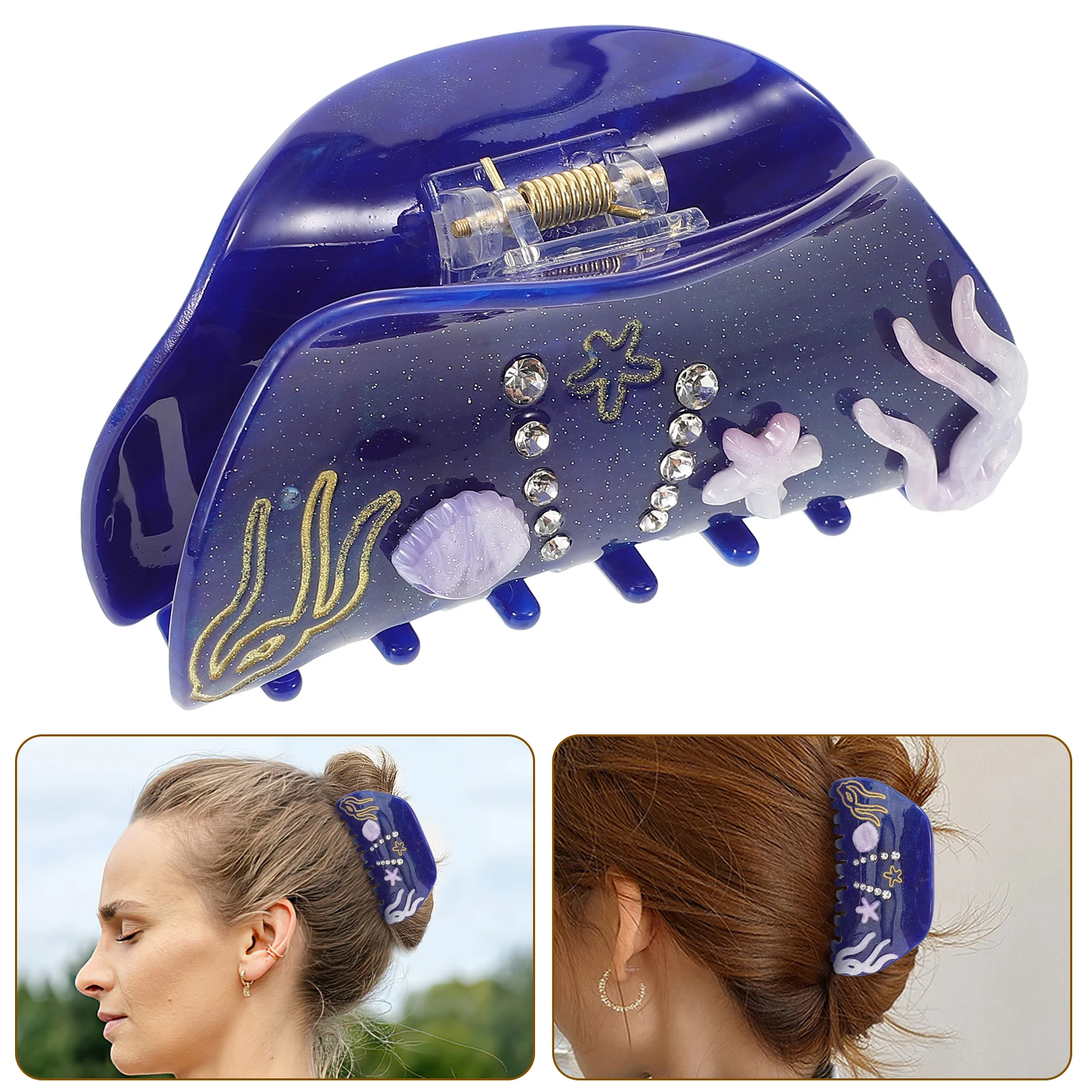 

Acrylic Hair Clip Claw Clips Large Shark Blue Women Headgear Ornaments Party Hairstyle Thick Curly Hair Practical Elegance Jaw