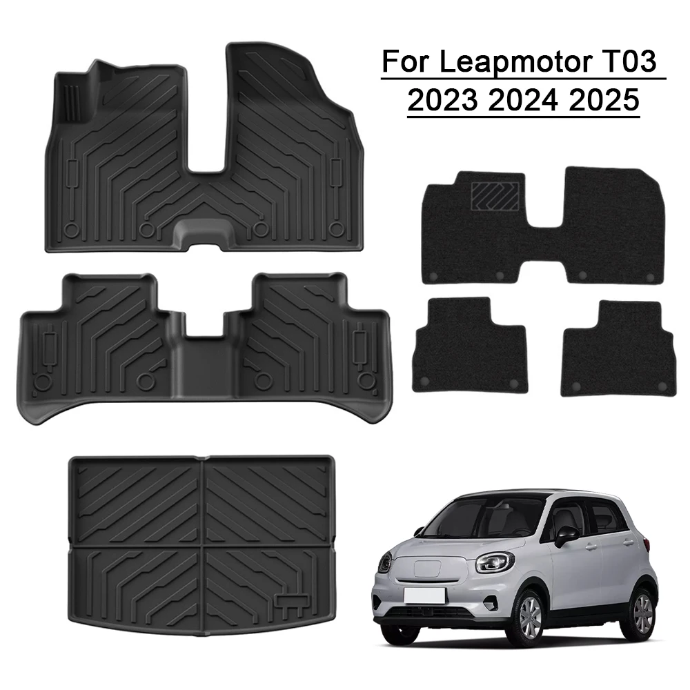 

Для Leapmotor T03 2023 2024 2025 коврики из ТПЭ, задние коврики в багажник, многослойные подушечки для ног, салонный ковер, полное покрытие, аксессуары для интерьера автомобиля