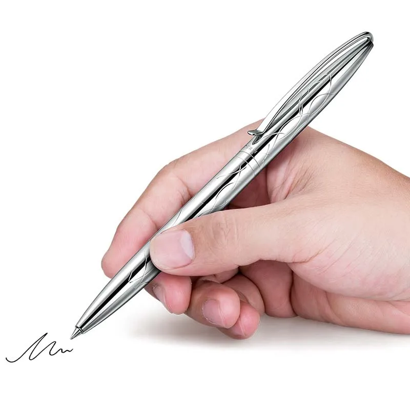 High Quality Stainless Steel Ball Point Pen Twist Classic Pattern Stationery Office School Supplies Writing Ink Pens