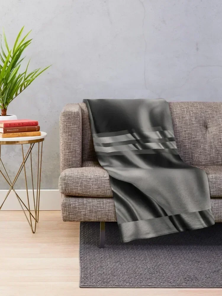 Dark Gray Black Abstract Swirls Wavy Spiral Textures Silk Satin Throw Blanket Bed funny gift warm winter Soft Blankets