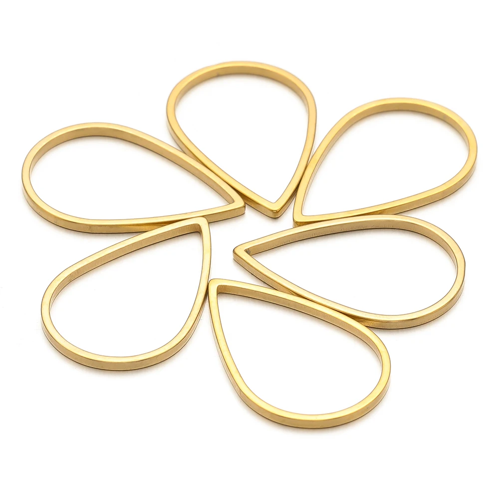 20/50pcs Stainless Steel Gold Plated Design Cut Cabochons Shaped Pendants Charms for Diy Necklaces Bracelets Making Accessories
