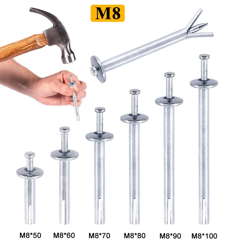 M8 Hammer Drive Nail in Anchor Cement Hammering Anchors Pin-Drive Anchors for Concrete Brick Masonry Drive Expansion Nail