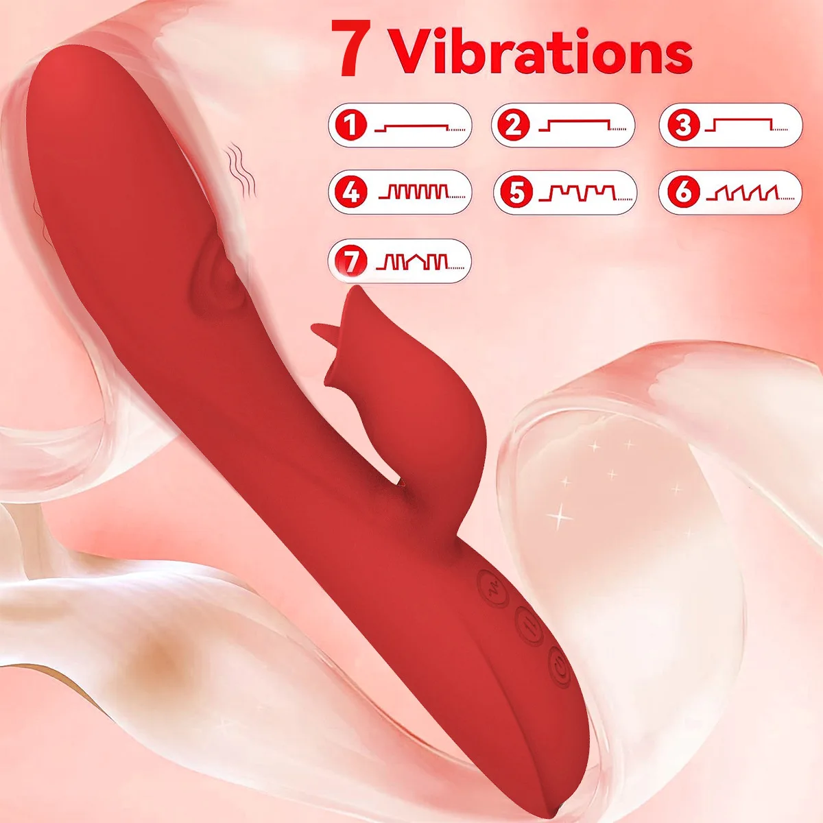 7-frequency Tongue Licking And Slapping Vibrator Three-point Vibration Vaginal Massager Clitoral G-spot Stimulator Adult Sex Toy