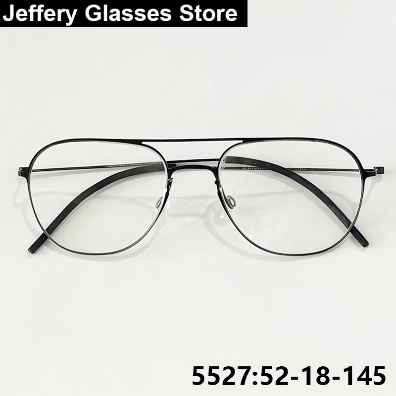 Denmark Brand Double Beam Glasses Frame Men Women Fashion Pilot T Titanium Thin Rim Ultralight Eyewear Pure Handmade Eyeglasses
