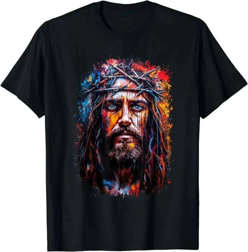 Graffiti Style Portrait  Christs Crowned with Thorns Tee  High Quality 100%Cotton Short Sleeve