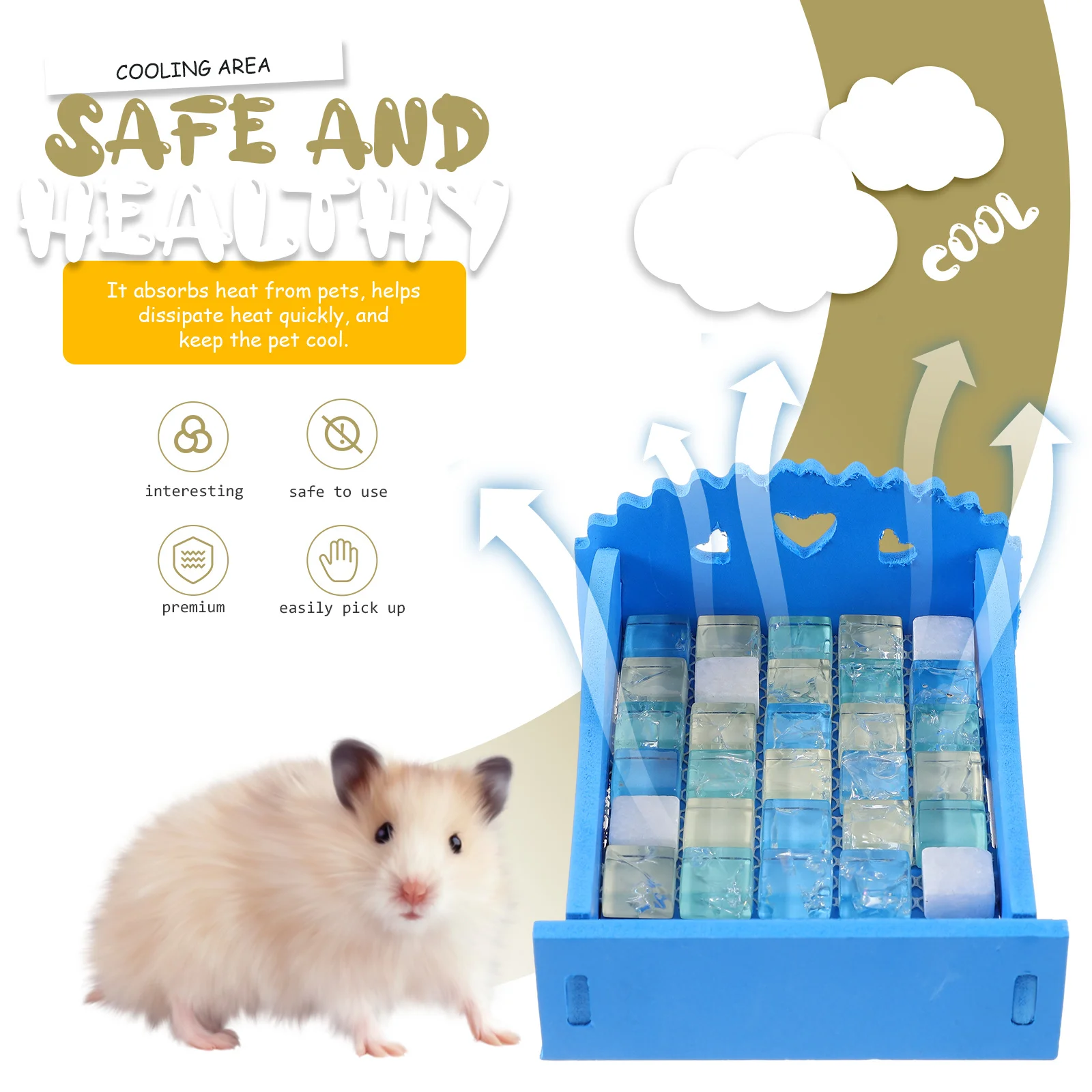 

1Pcs Crystal Cooling Bed Pet Rest Nest Sky Blue Summer Hamster Sleeping Bed Easy Clean Scratch Resistant Pet Rest Nest