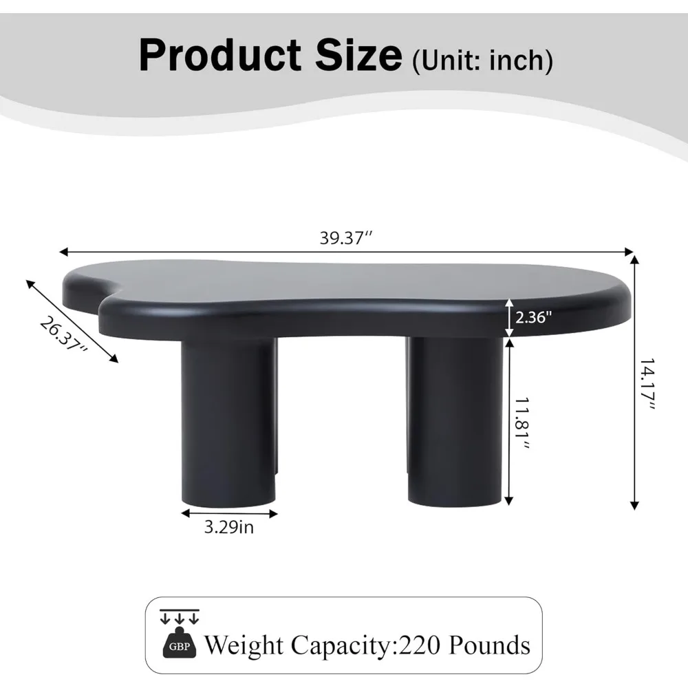 Cloud Coffee Table, Irregular Coffee/Tea Table with Large Tabletop, Accent Cocktail Table, Cloud Shape Coffee Table Living Room