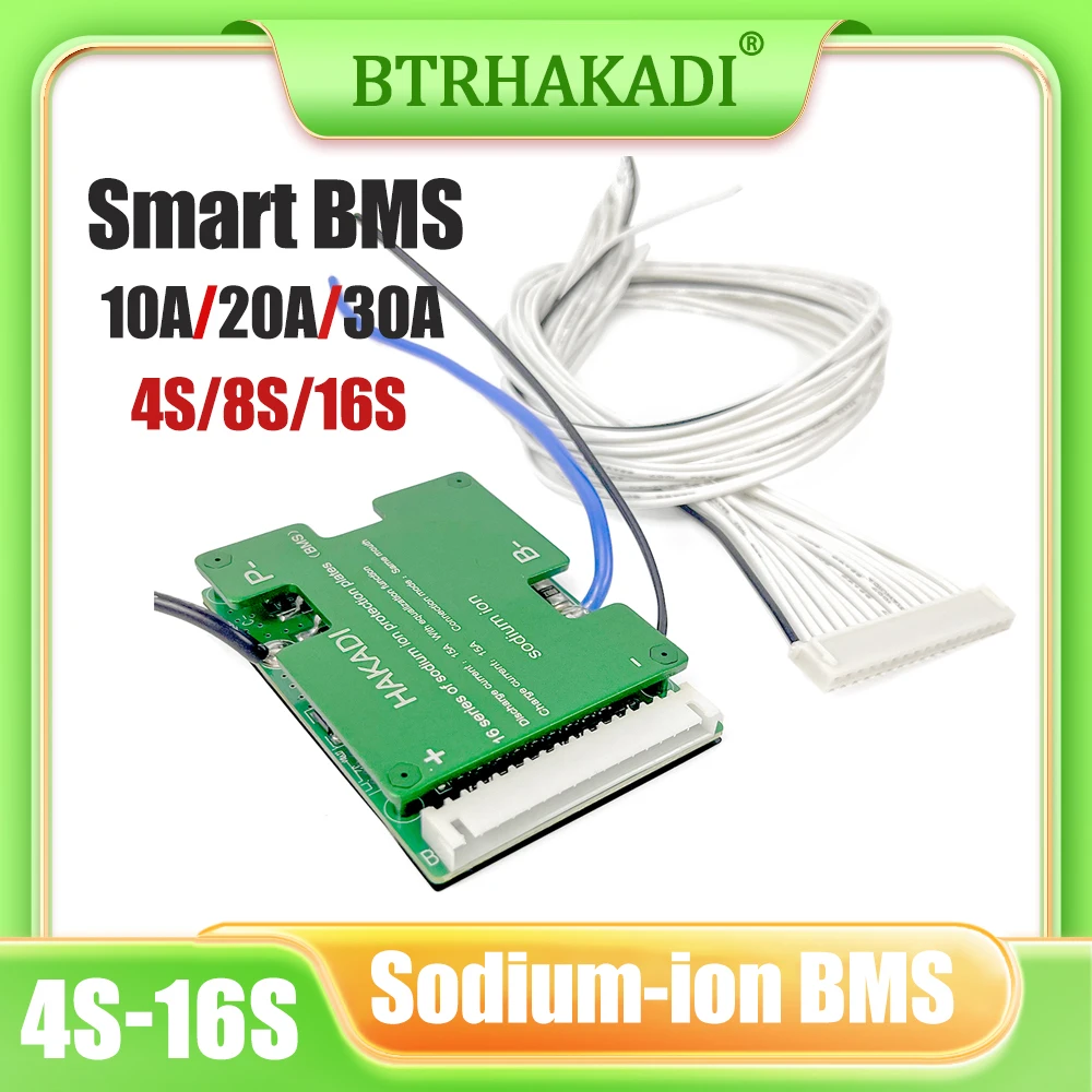 

HAKADI Sodium-ion Smart BMS 4S 8S 12S 16S 10A 15A 20A 30A For DIY 18650 26700 BMS System 12V 24V 36V 48V E-bike Balance BMS