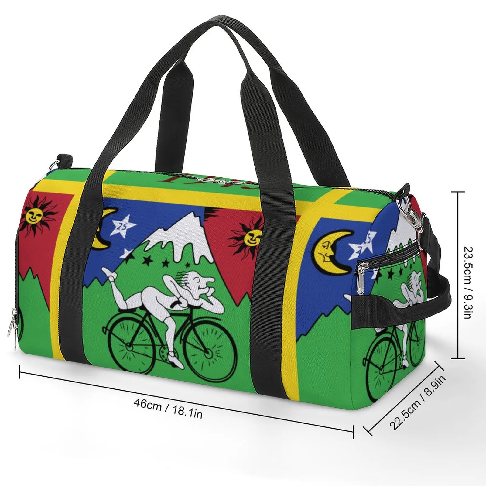 Albert Hoffman Bicycle Day 4k Redesign Version  LSD Sports Bags Lsd Bicycle Day 75 Bicycle Day Swimming Gym Bag Graphic Handbags