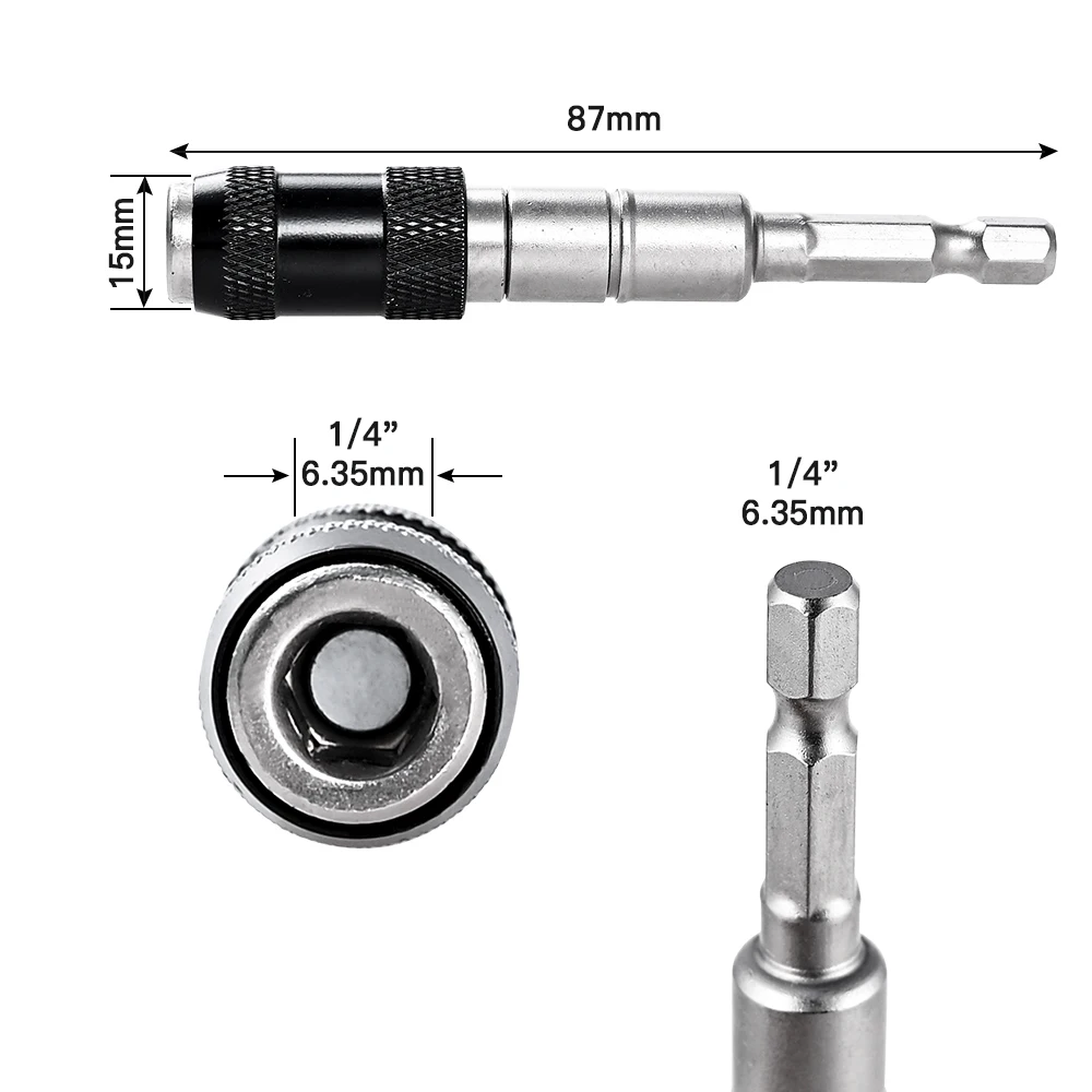 Imagem -06 - Hex Anel Magnético Chave de Fenda Bits Broca Ferramentas Manuais Broca Extensão Rod Troca Rápida Guia Drive Titular Parafuso Drill Tip 1