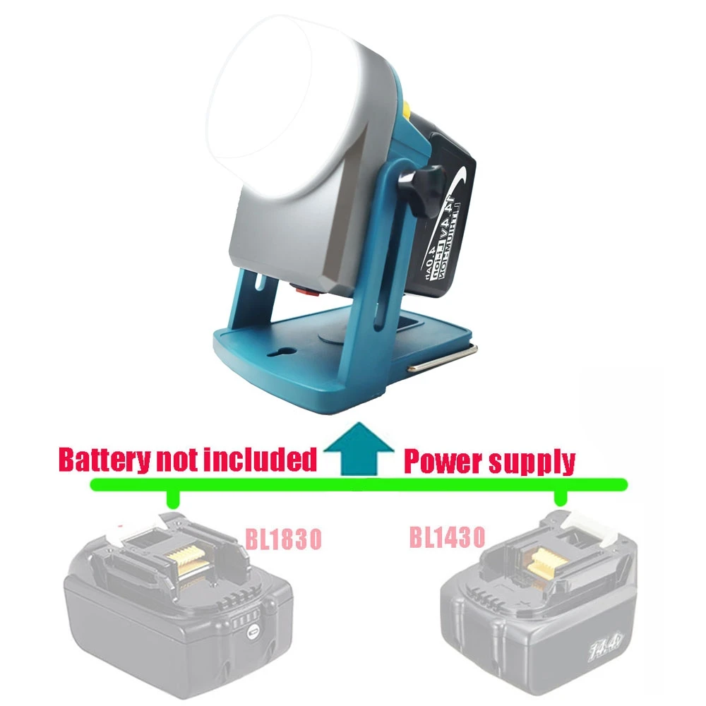 Imagem -02 - Poderosa Luz de Trabalho Led para Acampar Lanterna Lâmpada para Makita Dewalt Milwaukee Bosch 18v Li-ion Battery M18 Bl1830 Bl1840 Bl1850