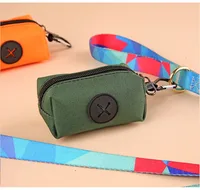 Support de sac de merde de chien en toile, distributeur de sacs de déchets d'animaux de compagnie en plein air avec mousqueton, pochette de collecte de déchets d'animaux 5