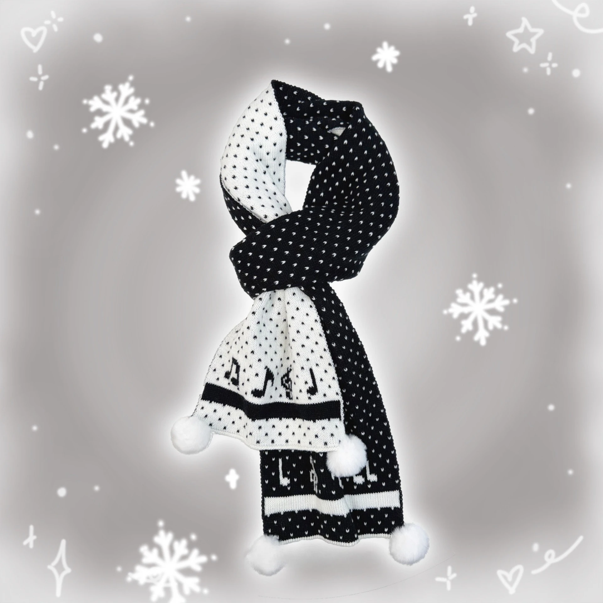 Y2K Polka Dot Japanese Ancient Early Polka Dot Scarf Woolen Ball Knitted Scarf Peplum Warm Note Woolen Scarf Cute Sweet Girl view 4