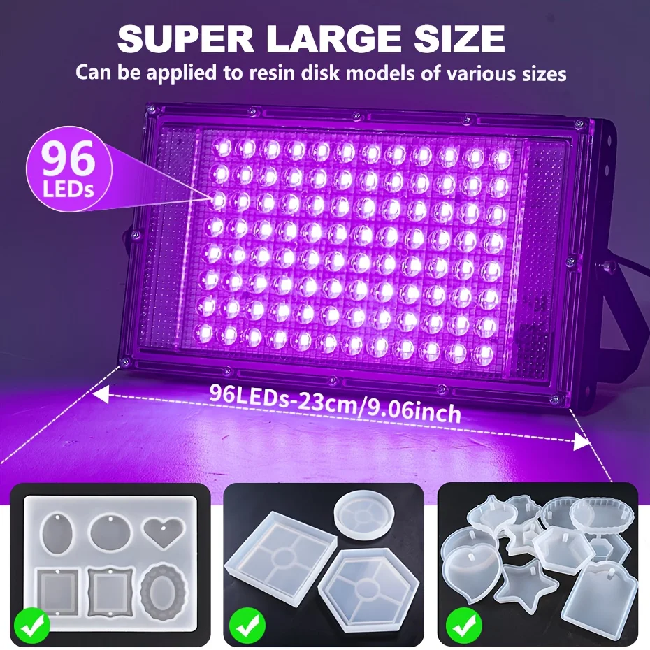 

96 светодиодная УФ-лампа из смолы, портативная складная лампа для отверждения с питанием от USB для изготовления ювелирных изделий, серег, брелоков и поделок своими руками, большой площади