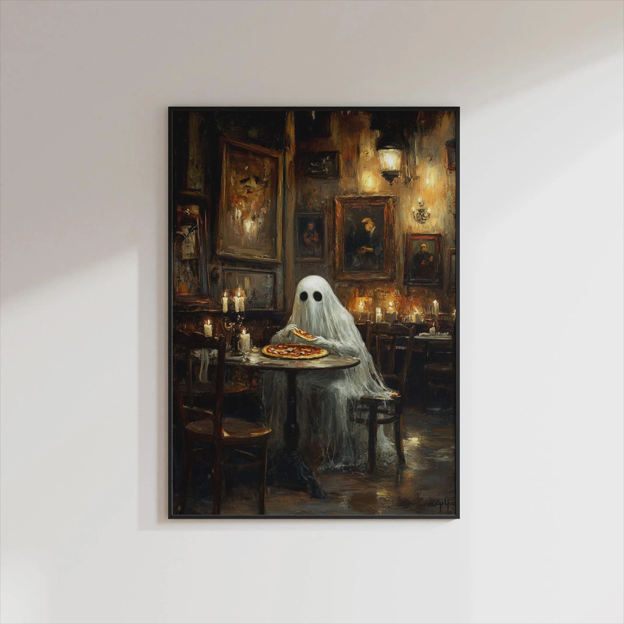 3PCS Large-sized frameless canvas paintings,Set of 3 Ghost Halloween Poster, Spooky, Halloween Home Decor, Halloween Art Poster,