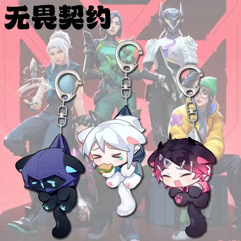 VALORANT Game Anime KeyChain Omen Clove Jett Men Key Chain for Women Fashion Creative Kawaii Figure Acrylic Keyring Pendant Gift