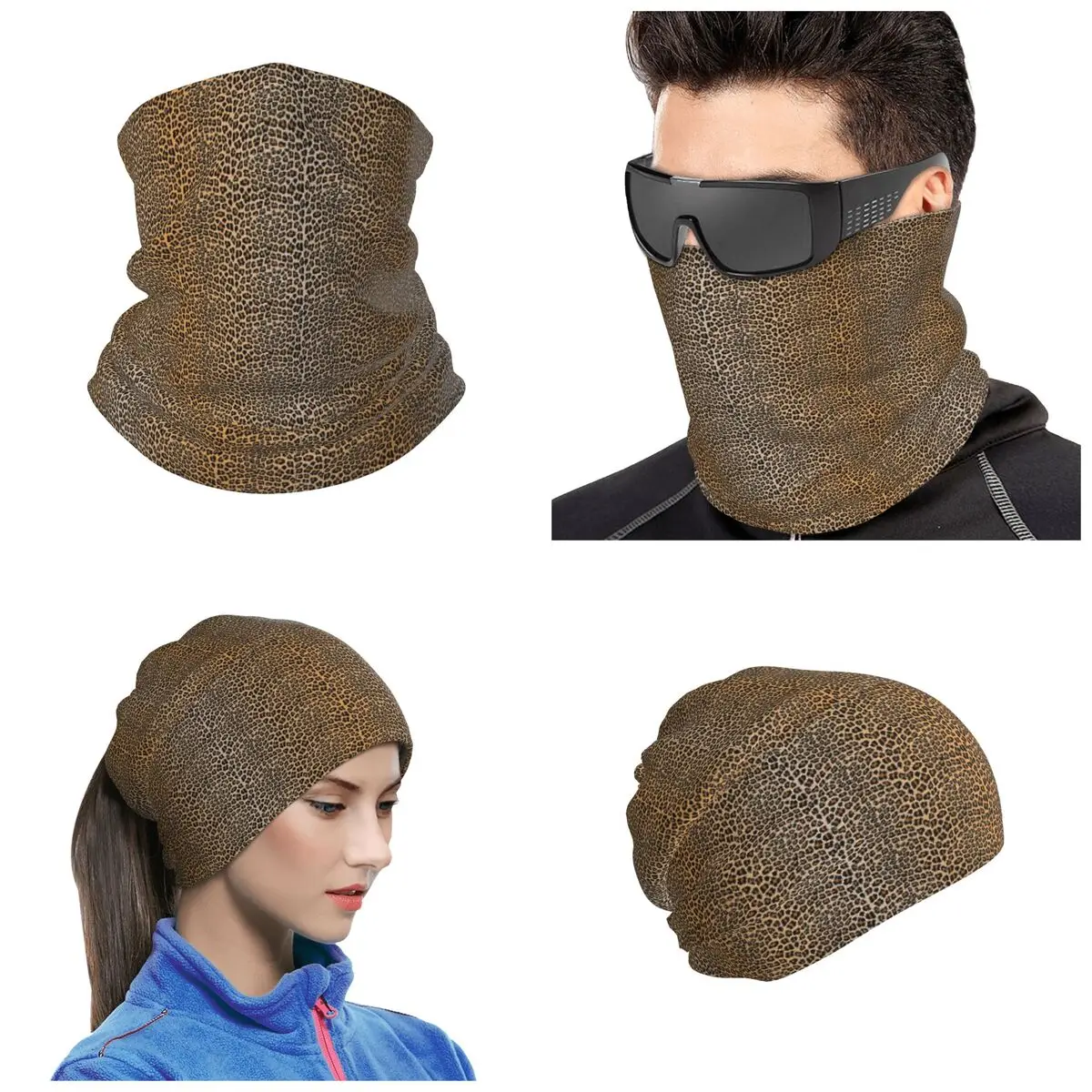 Leopard Print Bandana Neck Cover Printed Wrap Scarf Riding Cycling Scarf Unisex Adult Breathable