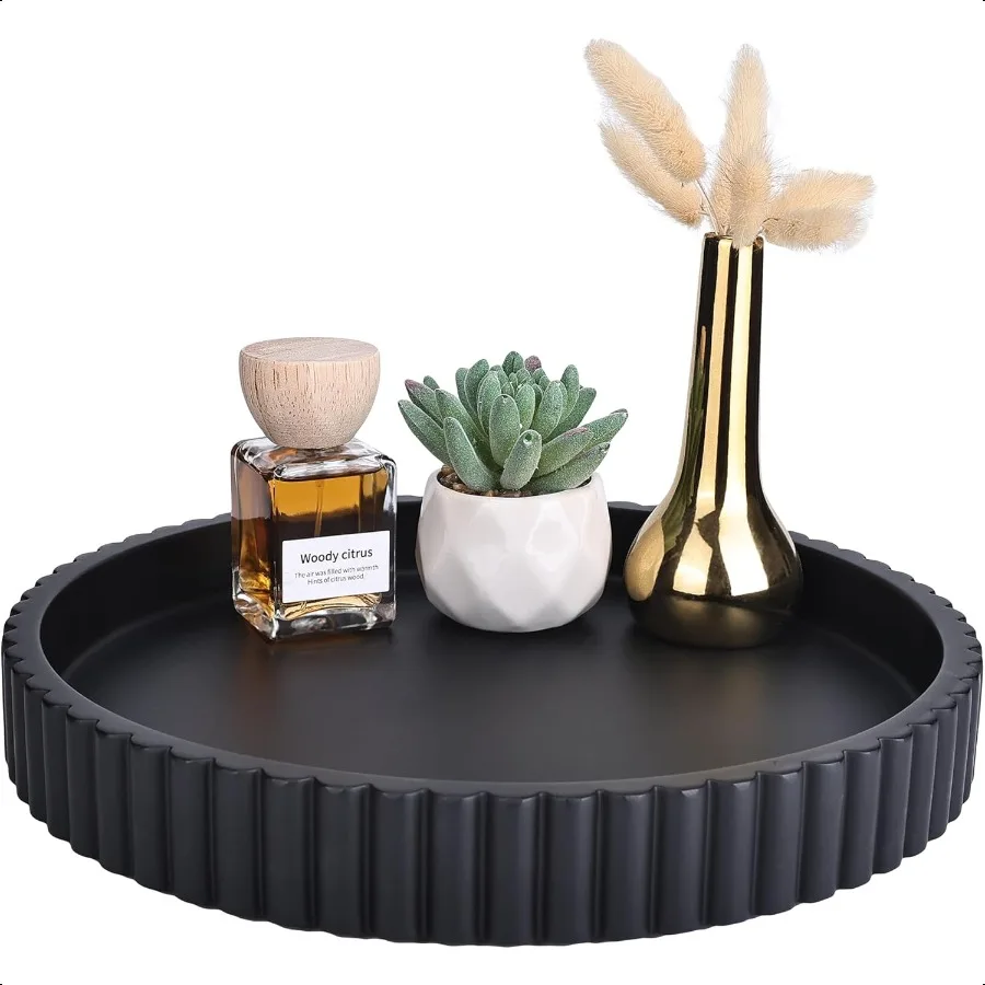 

Emma Ella Round Decorative Tray for Coffee Table Decor Concrete Round Tray Home Decor Circle Centerpiece Bandejas Decorativas f