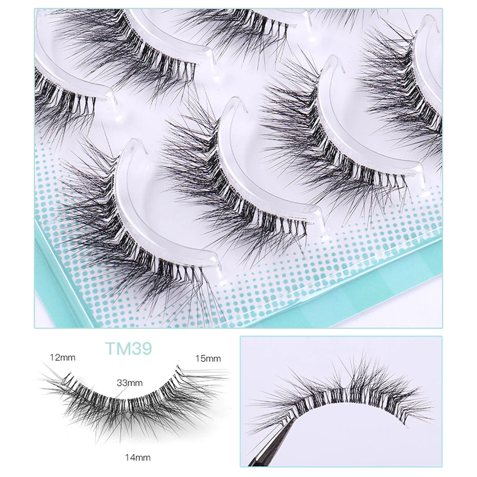 5 Pairs Realistic Curl False Eyelashes Soft Non Irritation Fluffy Eyes Lashes for Women and Young Girls EIG88