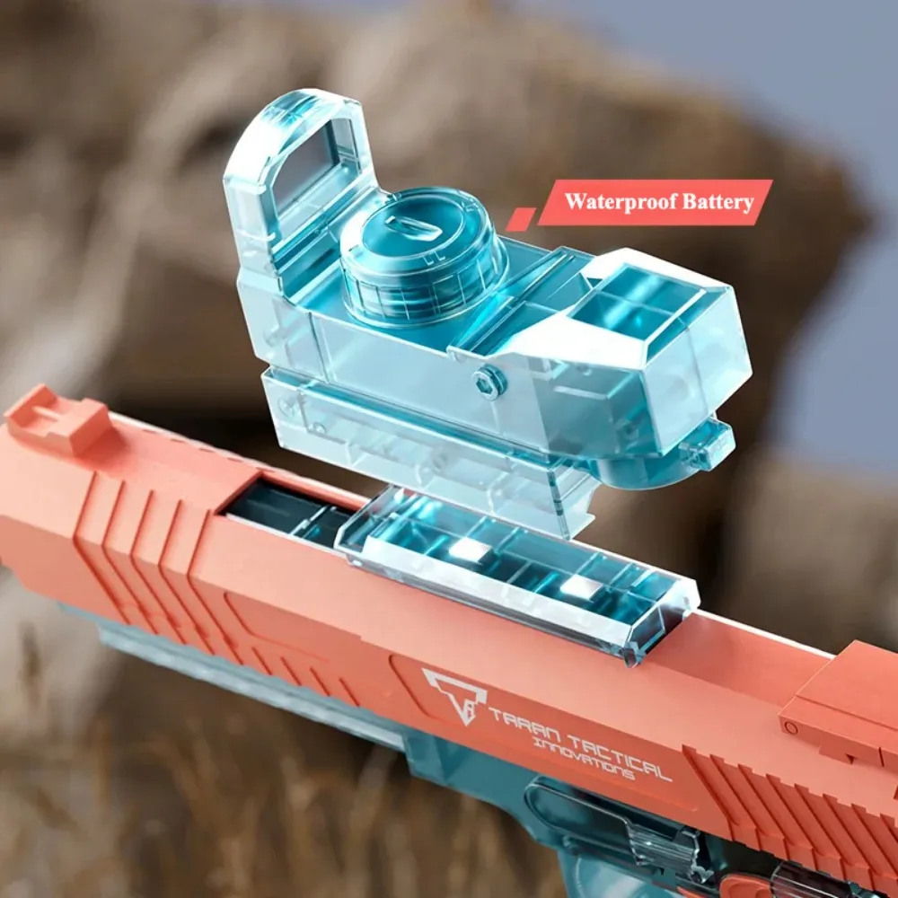 고출력 전동 물총 장난감, 강력한 물 분사 건, 불꽃 모자 포함, 여름 야외 해변 수영장 파티, 성인 어린이 선물