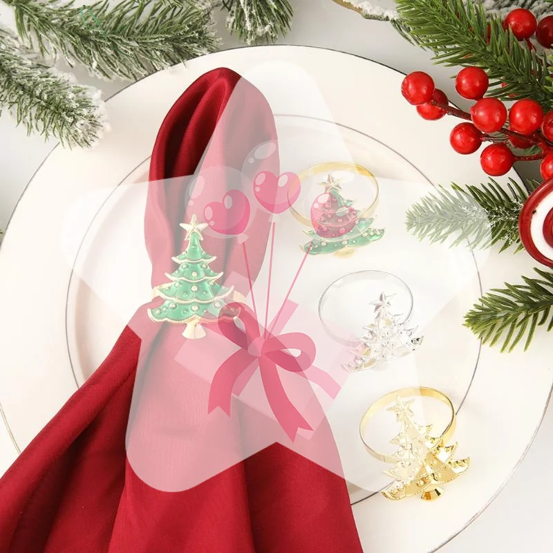 Christmas Christmas Napkin Rings Xmas Tree Ornaments Christmas Home Kitchen Dinner Table Decoration New Year Party Supplies - Aliexpress Deal