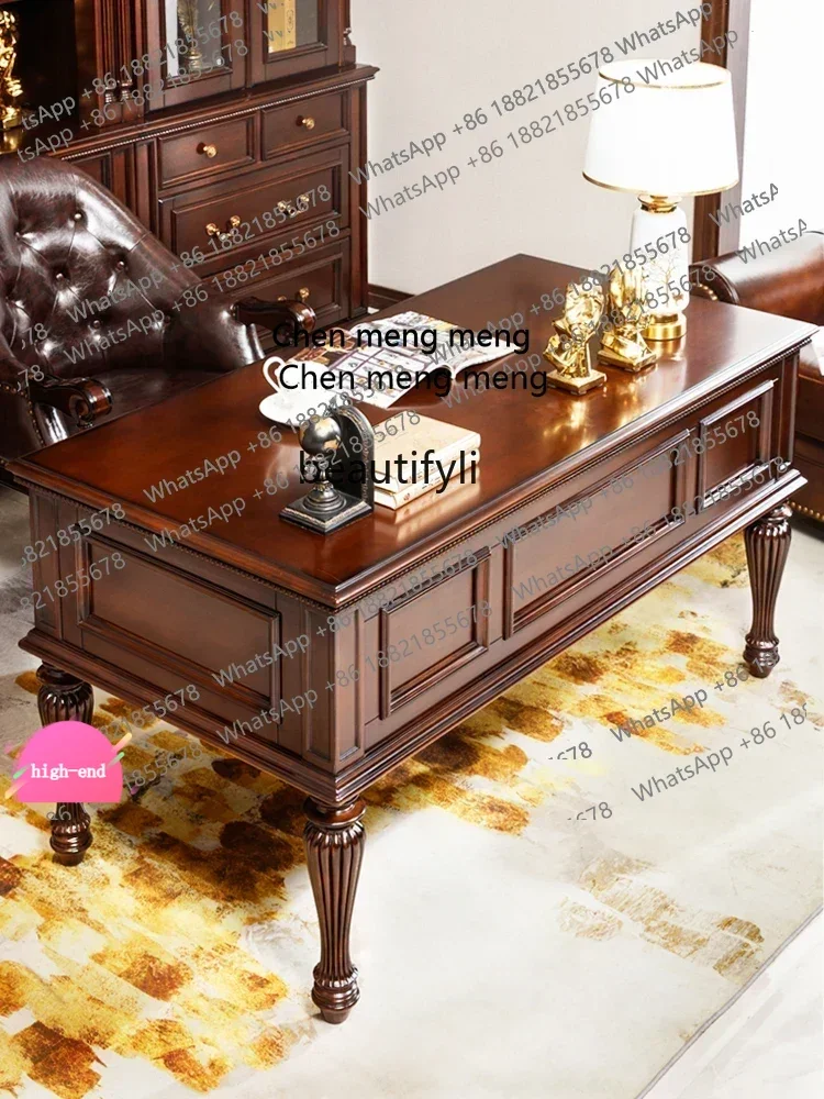 C High-end merican solid wood desk cherry wood all solid wood computer desk 1.5 meters computer desk study furniture  AB