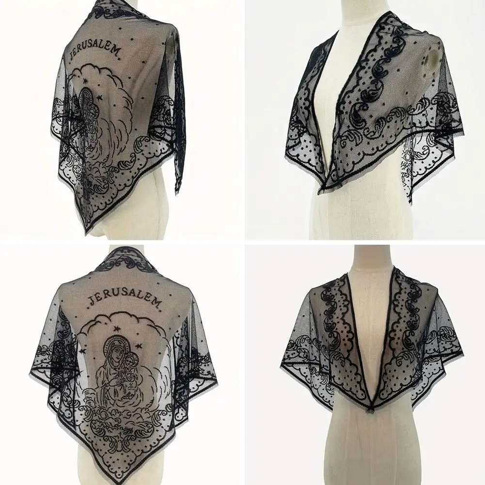 

Lace Hollowed-out Triangular Shawl Lady Embroidery Scarf Breathable Scarf For Covering Fashion Wear T8n6