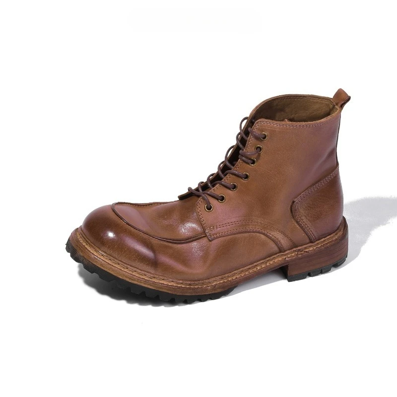 

Italian Handmade Riding Boots Men's Horseskin High Top Casual Work Outdoor Chelsea Desert Genuine Leather Male Shoes