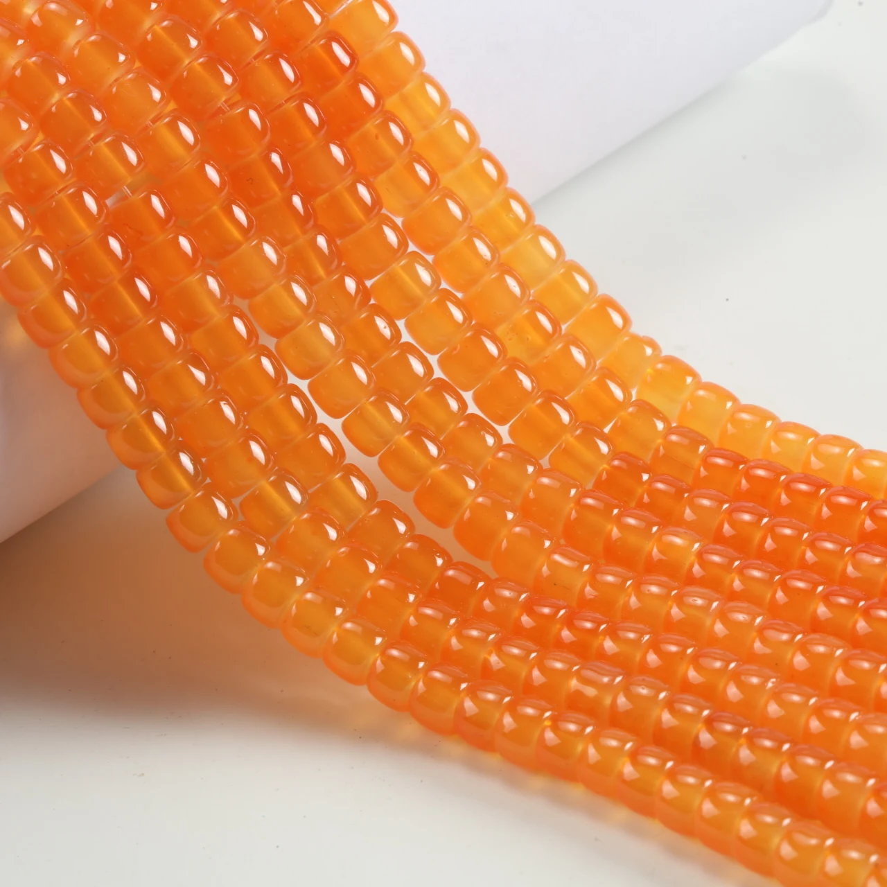 40-320pcs 8mm Bright Orange Barrel Glass Beads, Sleek Loose Spacer Beads for DIY Bracelet, Necklace and Pendants Ornament