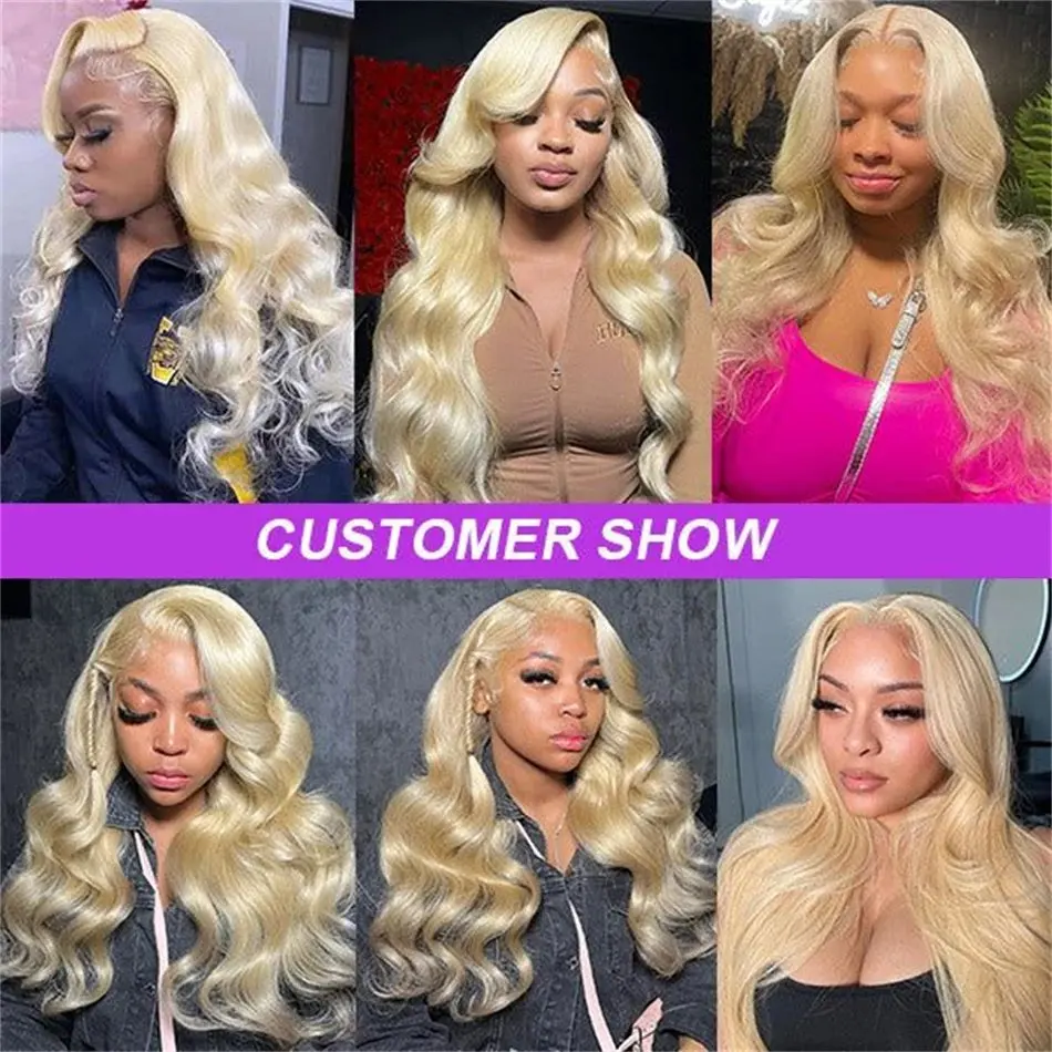 Rosabeauty 613 HD Transparent 13x6 Blonde Lace Front Human Hair Wigs 250% Density Body Wave13X4 Frontal Wig Preplucked For Women