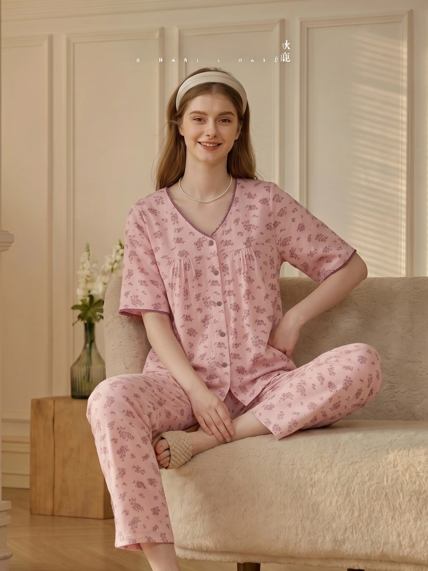 pigiama-autunnale-in-puro-cotone-con-maniche-corte-e-scollo-a-v-set-di-abbigliamento-da-casa-con-pantaloni-a-tre-quarti-traspirante-e-comodo-per-l'estate