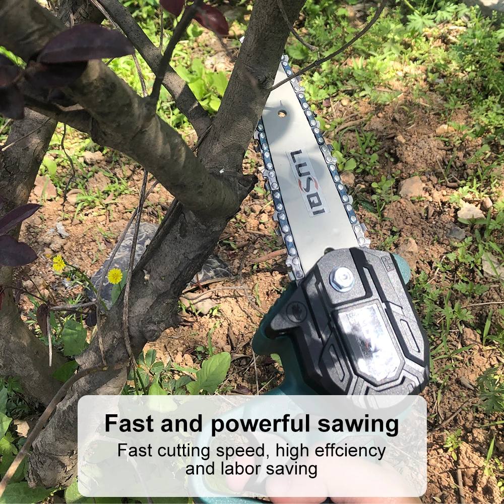 LUSQI Chainsaw No Battery 4/6” Cordless Electric Pruning Portable Woodworking Power Tool Fit Rechargeable Worx Interface Battery