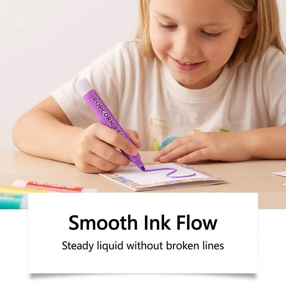 6/12Pcs New Exotic Popcorn Pen Multifunctional Foam Marker Pen Notebook Children's Magic Pen Fun Fluffy Pen 3D Bubble Pen