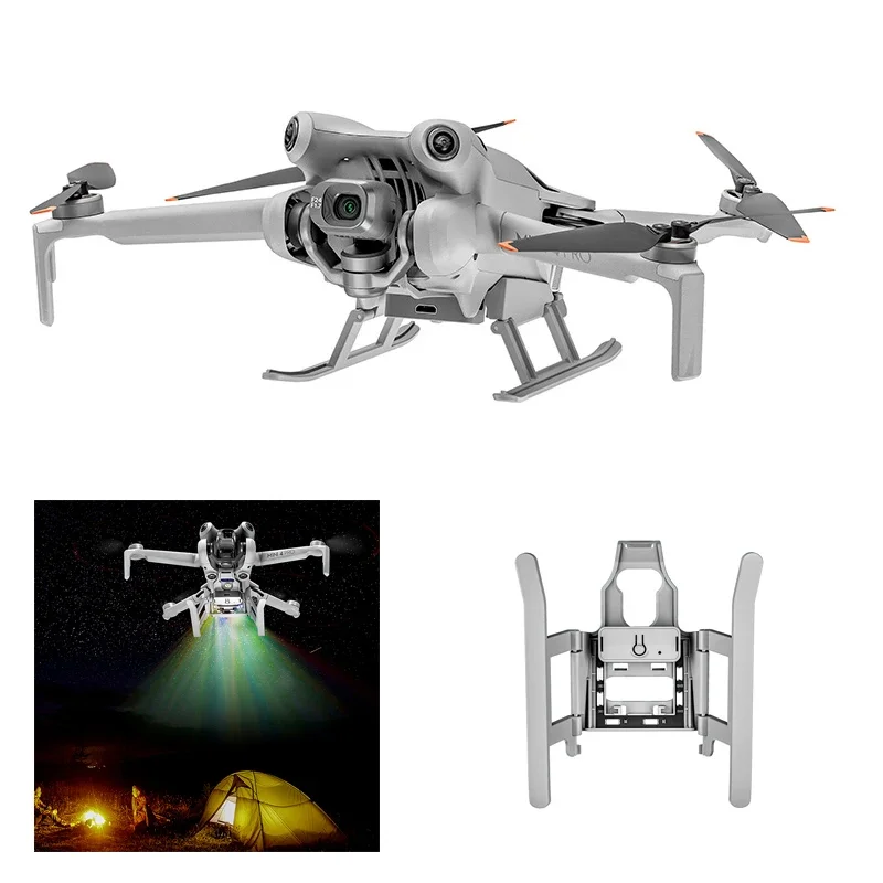 LED Foldable Landing Gear, Aumentar o suporte de perna, Luz intermitente de aviso, Acessórios Drone, DJI Mini4 Pro