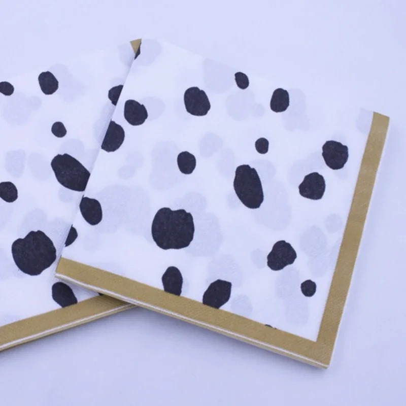 Serviettes en papier créatives faites à la main, impression couleur, noir et blanc, taches de vache, repas de poulet, bricolage, 10 pièces, 20 pièces par paquet