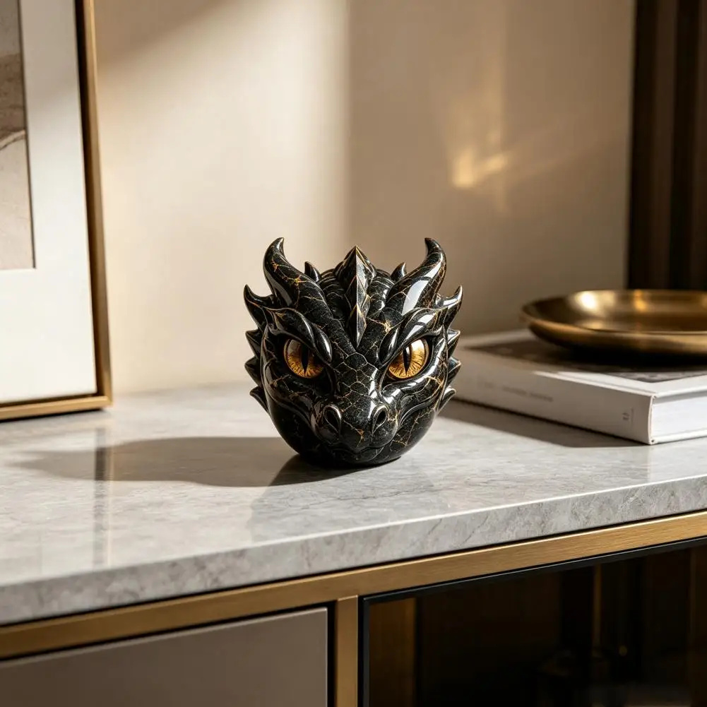 Symbolic Protection Gifts Resin Head Sculpture Set Dragon Lion Owl Wolf Statues Decorative Figurines for Bookshelf Mantel Desk