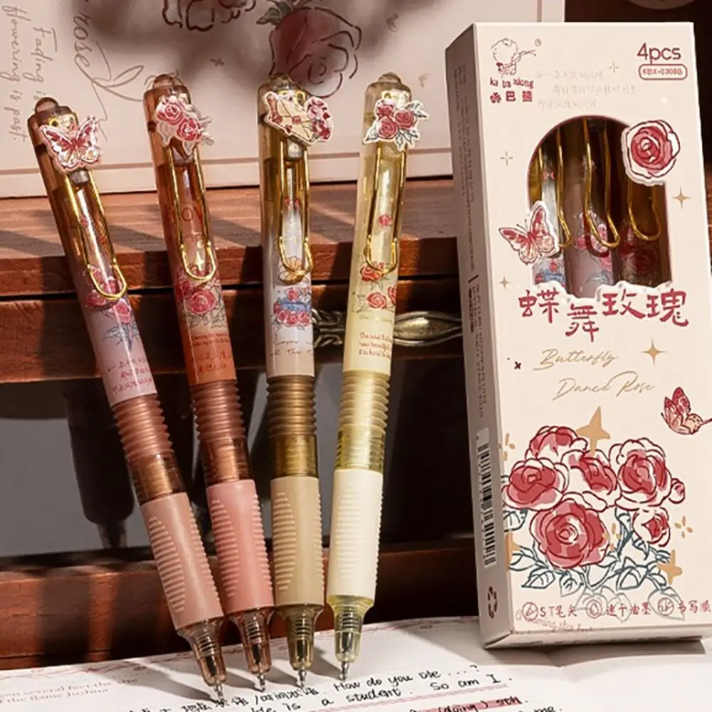 

4PCS/Set High Quality 0.5mm Color Ink Gel Pen Spring Lifting Soft Grip Neutral Pen Smooth Writing Ball-point Pen Students